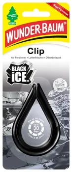 Wunderbaum Clip Black Ice in Schwarz – Frischer Autoduft bei Emma Trade GmbH für Tankstellen und Kioske - Verpackt